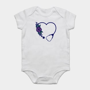 Stethoscope Heart Flower Colors Glittery Baby Bodysuit